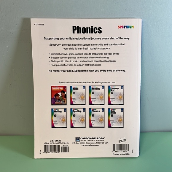 Spectrum Phonics Workbook Kindergarten, Kids Workbook for Home, Age 3-5 - Picture 3 of 5